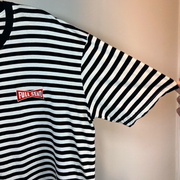 Full Send Nelk Boys Striped Crewneck T-Shirt Black White Embroidered Logo  Sz XL - Picture 5 of 11